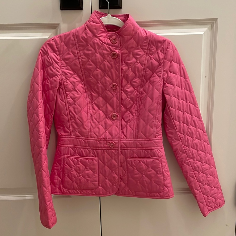MaxMara Weekend, lightly quilted Pink spring mandarin collar jacket size 6